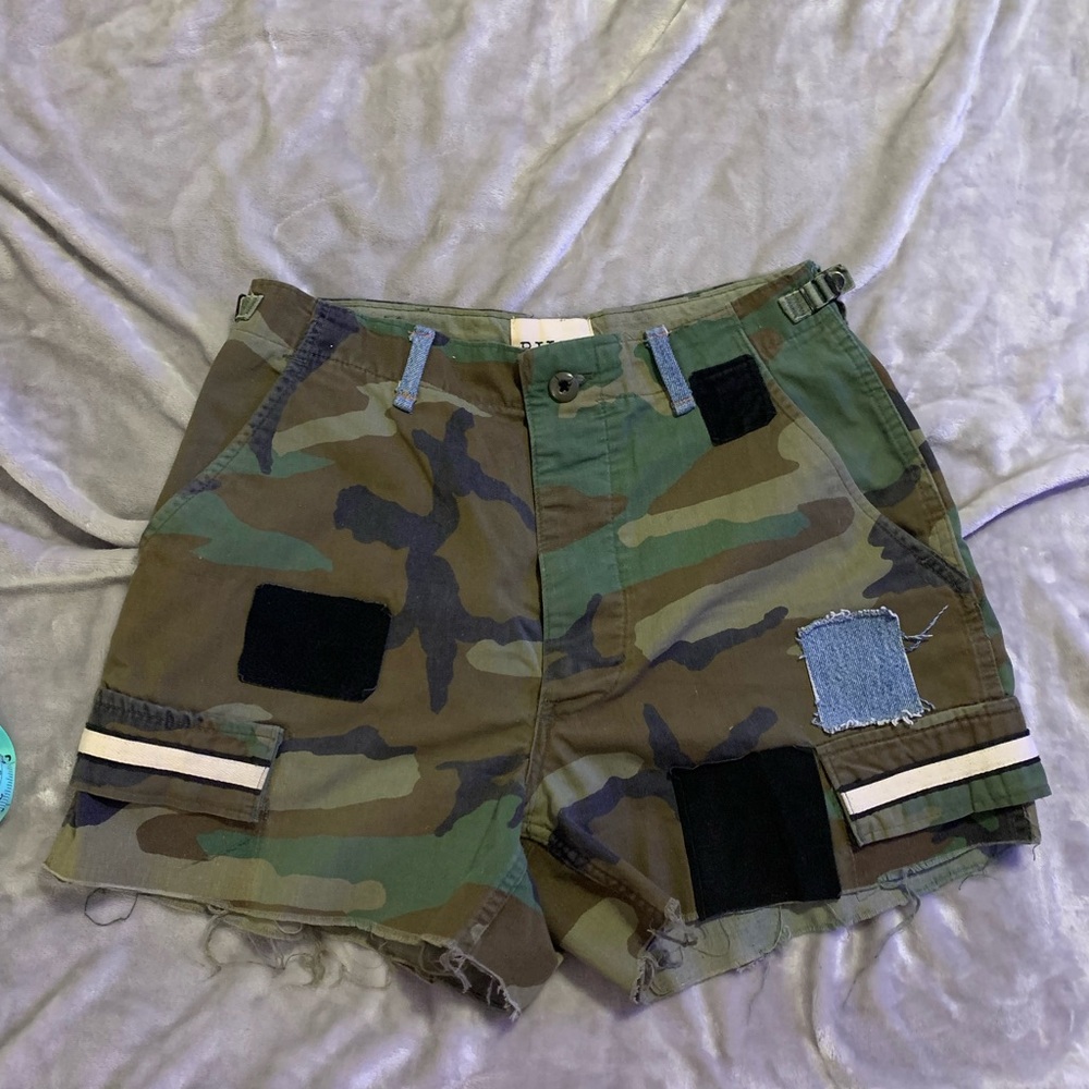 Riley camo patchwork shorts